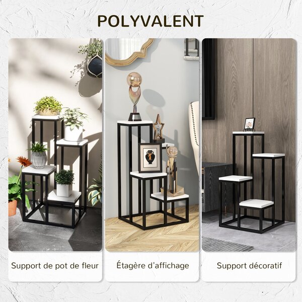 Outsunny Stojan na rostliny s 4 policemi různých výšek - 34 x 34 x 66 cm | Aosom