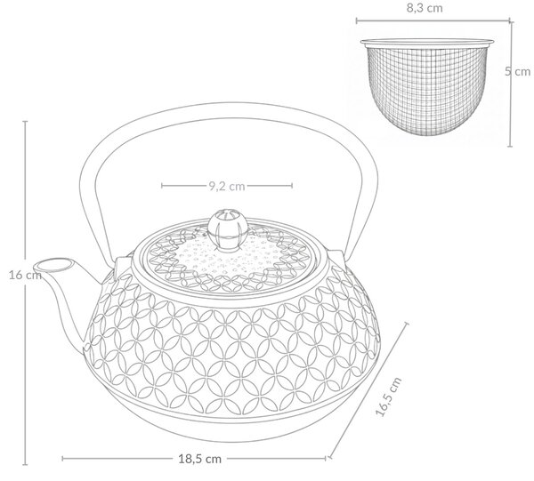 Litinová čajová konvice s filtrem SABI, 1000 ml, zelená