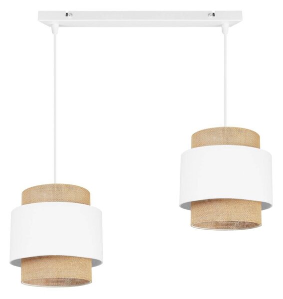 Závěsné svítidlo Boho, 2x jutové/bílé textilní stínítko
