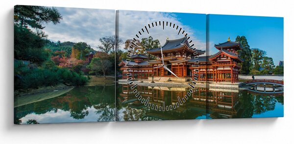 Obraz - Chrám Byodo-in, Japonsko (s hodinami) (90x30 cm)