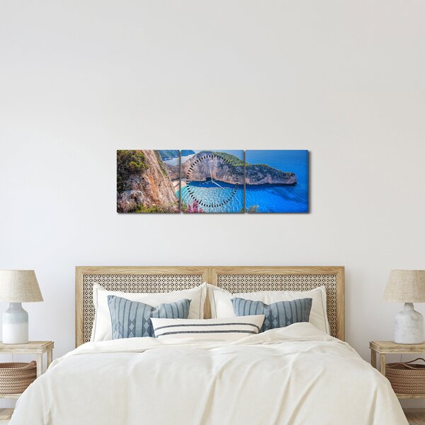 Obraz - Pláž Navagio, Řecko (s hodinami) (90x30 cm)