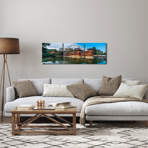 Obraz - Chrám Byodo-in, Japonsko (s hodinami) (90x30 cm)