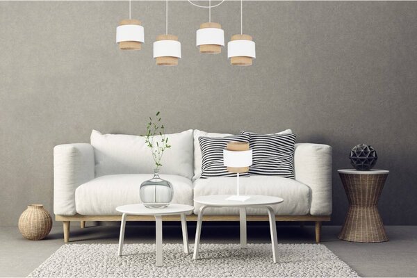 Stolní lampa Boho, 1x jutové/bílé textilní stínítko