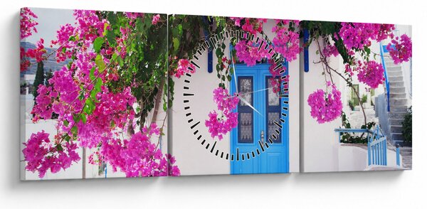 Obraz - Tradiční řecký dům (s hodinami) (90x30 cm)