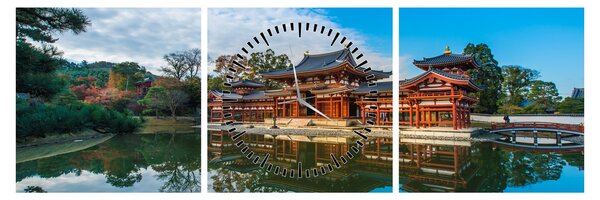 Obraz - Chrám Byodo-in, Japonsko (s hodinami) (90x30 cm)