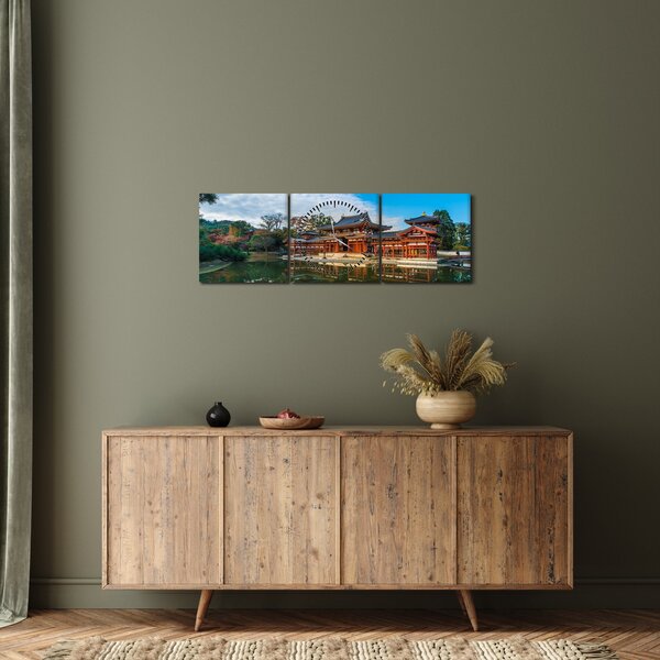 Obraz - Chrám Byodo-in, Japonsko (s hodinami) (90x30 cm)