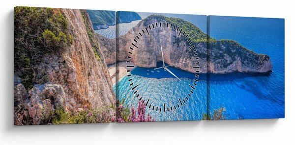 Obraz - Pláž Navagio, Řecko (s hodinami) (90x30 cm)