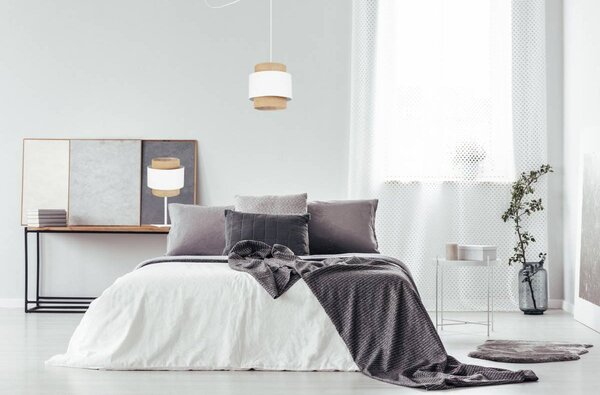 Stolní lampa Boho, 1x jutové/bílé textilní stínítko