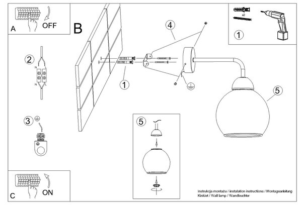 Sollux Lighting Nástěnné svítidlo ALINO 1 černé