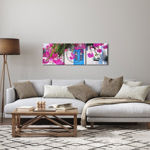 Obraz - Tradiční řecký dům (s hodinami) (90x30 cm)