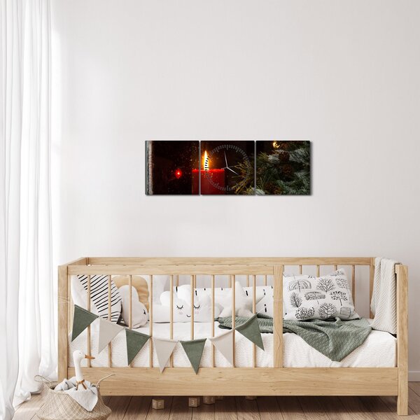 Obraz - Zářící vánoční svíčka (s hodinami) (90x30 cm)