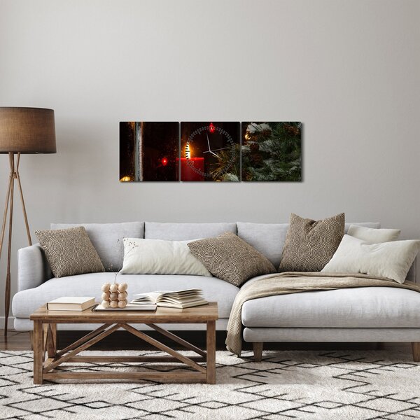 Obraz - Zářící vánoční svíčka (s hodinami) (90x30 cm)