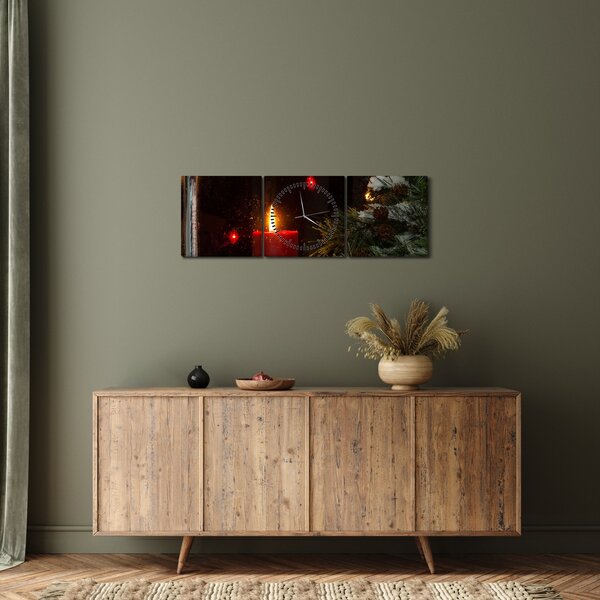 Obraz - Zářící vánoční svíčka (s hodinami) (90x30 cm)