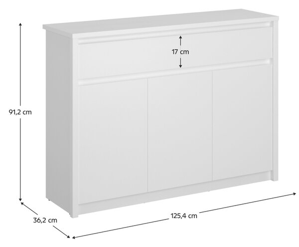 Kondela Třídveřová komoda se zásuvkami Erodin 3D2S - bílá