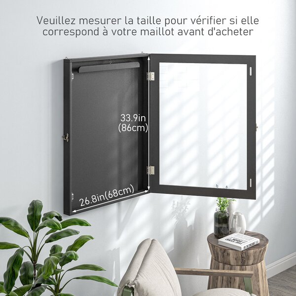 HOMCOM Rámová skříň T-rám pro dresy akrylové dveře s vnitřním filcovým potahem 60 x 6,5 x 80 cm černá | Aosom