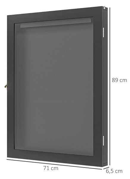 HOMCOM Rámová skříň T-rám pro dresy akrylové dveře s vnitřním filcovým potahem 60 x 6,5 x 80 cm černá | Aosom