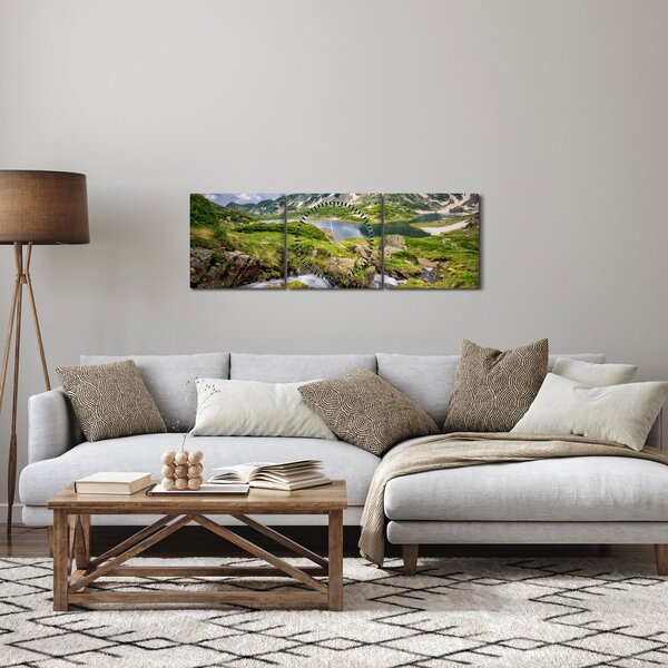 Obraz - Pohled na horu Rila (s hodinami) (90x30 cm)