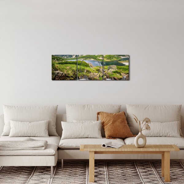 Obraz - Pohled na horu Rila (s hodinami) (90x30 cm)