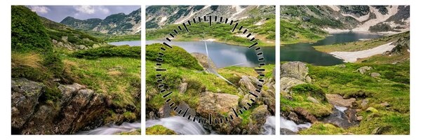 Obraz - Pohled na horu Rila (s hodinami) (90x30 cm)