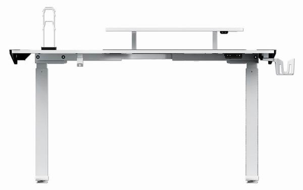Herní stůl ULTRADESK WINGER – 111x155x60 cm, elektricky nastavitelná výška, RGB podsvícení, bílá