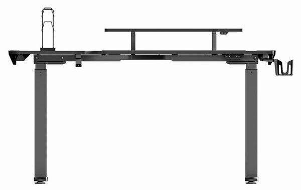Herní stůl ULTRADESK WINGER – 111x155x60 cm, elektricky nastavitelná výška, RGB podsvícení, černá