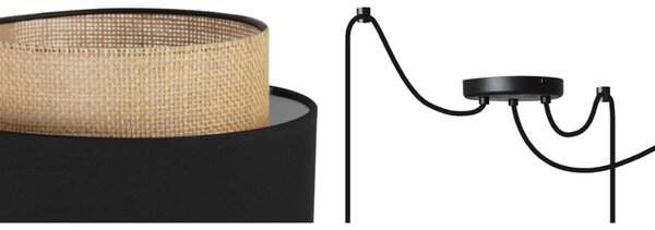 Závěsné svítidlo Boho Spider, 3x jutové/černé textilní stínítko