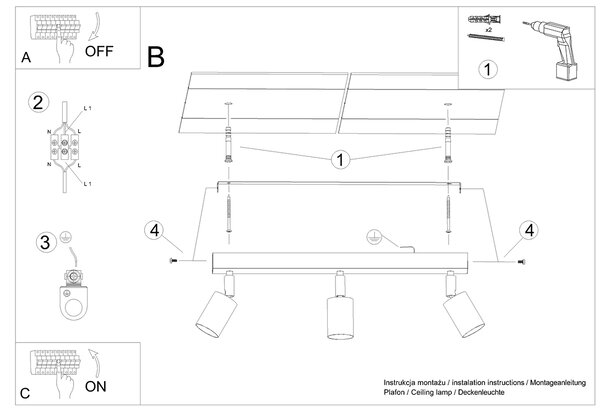 Sollux Lighting Stropní svítidlo VERDO 3L bílé