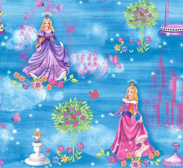 Dekorační látka SOFT Princezny - modrá bez obšití 150