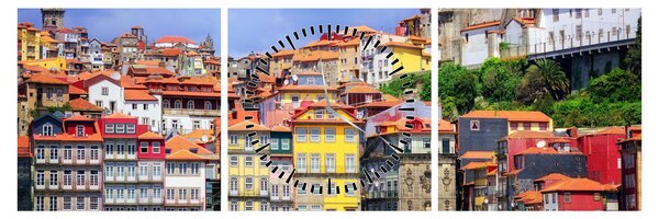 Obraz - Ribeira, Portugalsko (s hodinami) (90x30 cm)