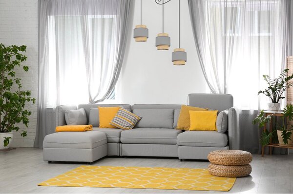 Závěsné svítidlo Boho Spider, 3x jutové/šedé textilní stínítko