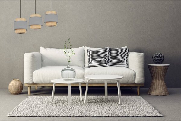 Závěsné svítidlo Boho, 3x jutové/šedé textilní stínítko