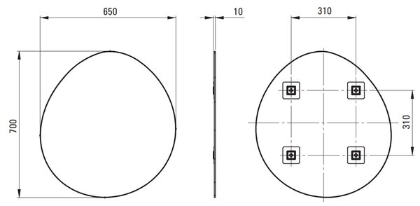 Deante Silia, asymetrické zrcadlo 700x650x10 mm, DEA-ADI_E841