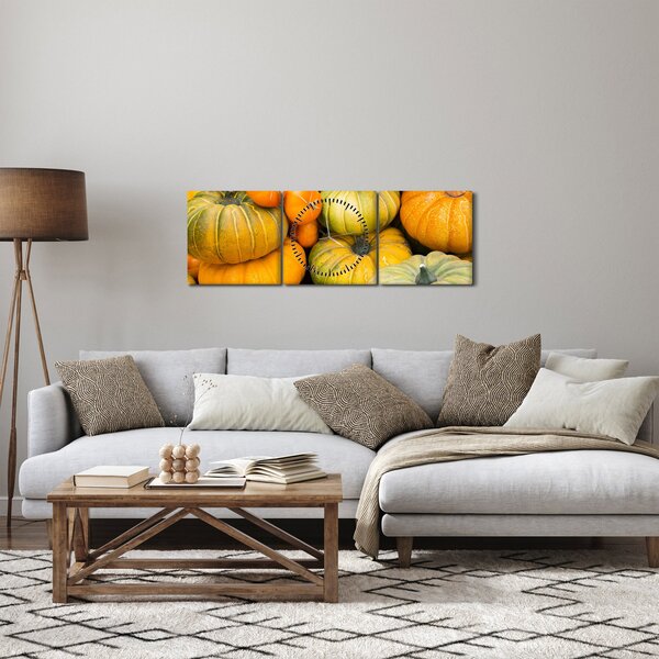 Obraz - Podzimní dýně (s hodinami) (90x30 cm)
