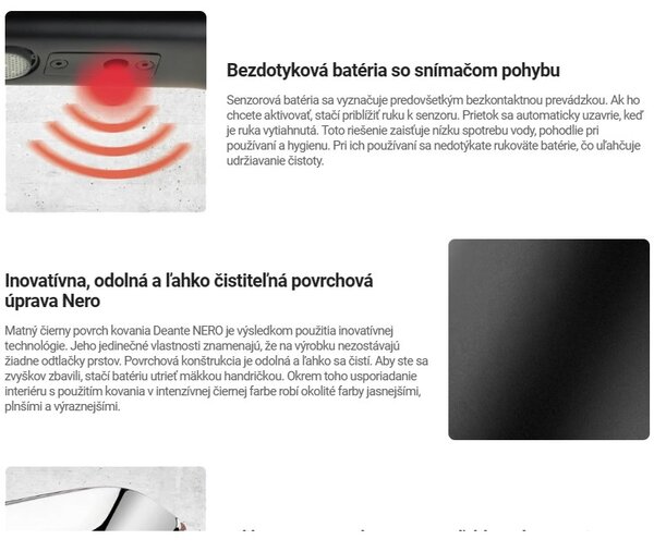 Deante Sense, bezdotyková umyvadlová baterie s regulací teploty, napájení 230/6V, černá matná, DEA-BQR_N29V