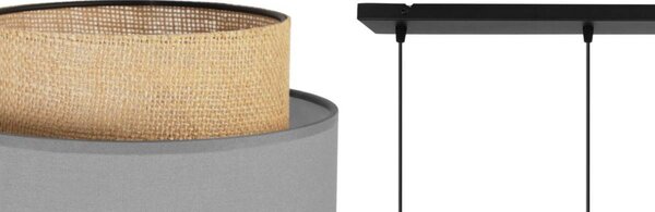 Závěsné svítidlo Boho, 4x jutové/šedé textilní stínítko