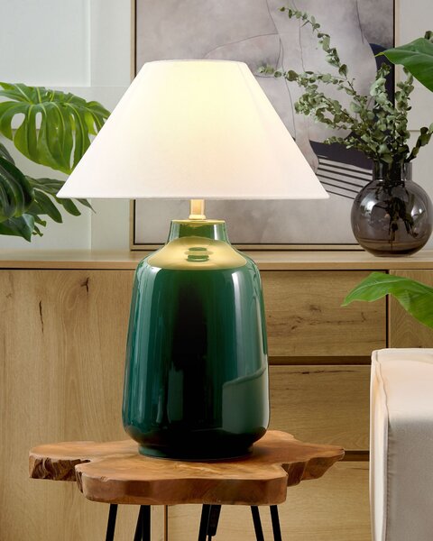 Stolní lampa CARETA Keramika Tmavě zelená