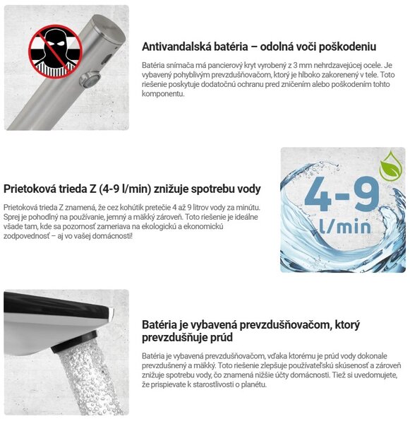 Deante Sense, bezdotyková umyvadlová baterie s regulací teploty, napájení 230/6V, černá matná, DEA-BQR_N29V