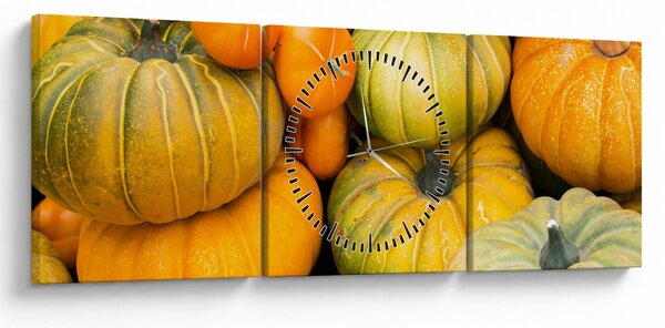 Obraz - Podzimní dýně (s hodinami) (90x30 cm)