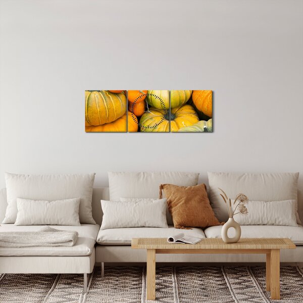 Obraz - Podzimní dýně (s hodinami) (90x30 cm)