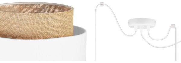 Závěsné svítidlo Boho Spider, 3x jutové/bílé textilní stínítko