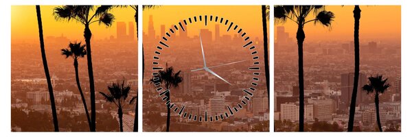 Obraz - Panorama Los Angeles (s hodinami) (90x30 cm)