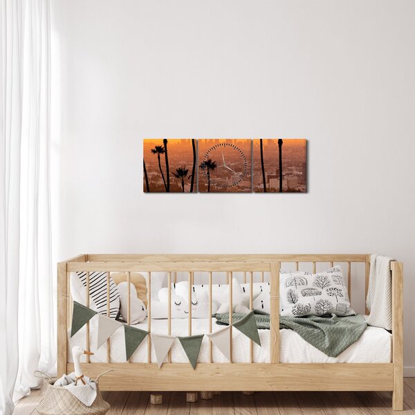 Obraz - Panorama Los Angeles (s hodinami) (90x30 cm)