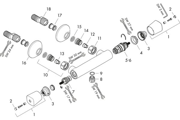Hansgrohe Ecostat, Umyvadlo, Chrom