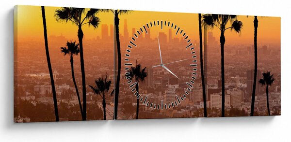 Obraz - Panorama Los Angeles (s hodinami) (90x30 cm)