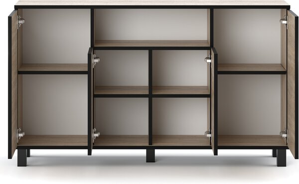 STIV Möbel | Komoda 140x35x80 cm Dub Sonoma / Dub Sonoma | 4 dvířka | Obývák Ložnice | 9 polic