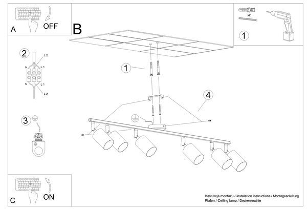 Sollux Lighting Stropní svítidlo LEMMI 6L černé