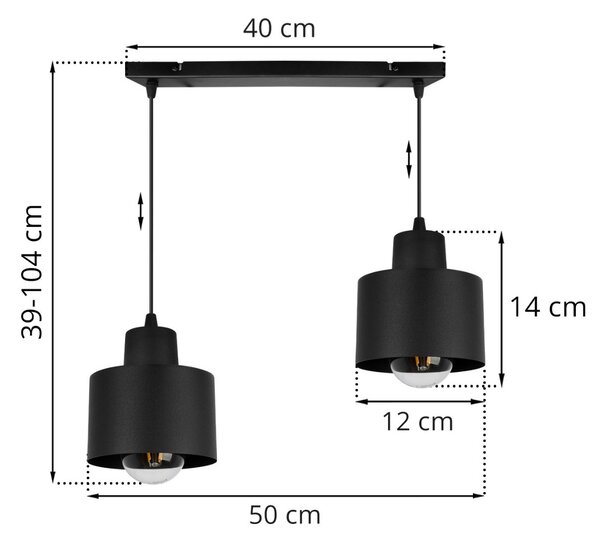 Závěsné svítidlo Panta, 2x černé kovové stínítko
