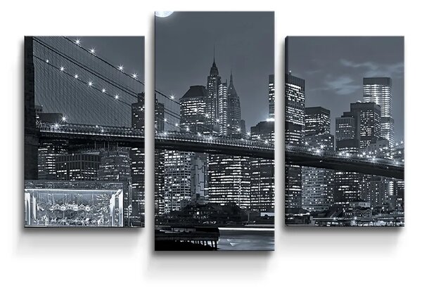 Sablio Obraz - 3-dílný Noční New York 2 - 75x50 cm