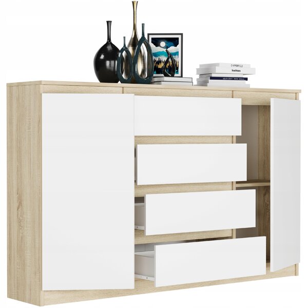 Komoda 160 cm zásuvky dveře skříňka FRAMIRE R-160-S4 sonoma mix
