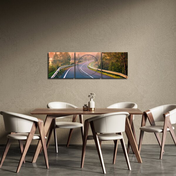 Obraz - Cesta při východu slunce (s hodinami) (90x30 cm)
